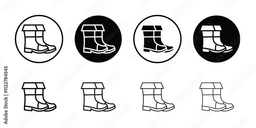Poster fishing boots icon outline vector for web ui