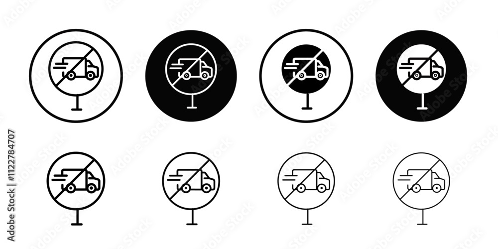 Poster forbidden fast truck icon Outline vector for web ui