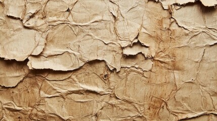 Fototapeta premium Brown Crumpled Paper Texture with Ripped Edges
