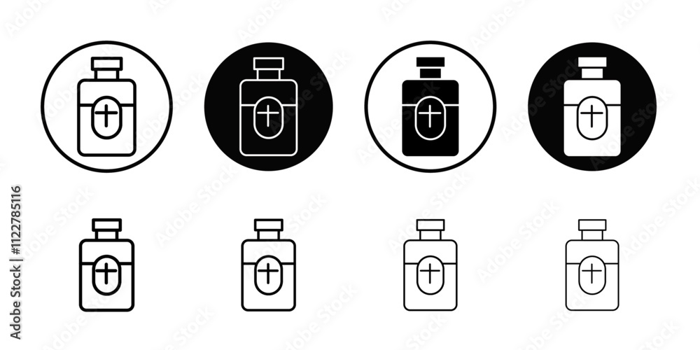 Poster holy water bottle icon outline vector for web ui