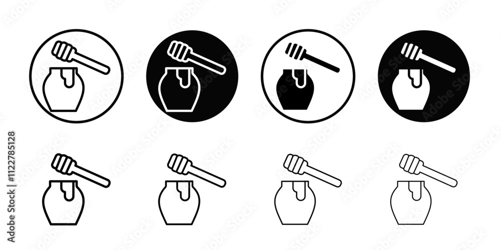 Aufkleber honey jar with dipper icon outline vector for web ui