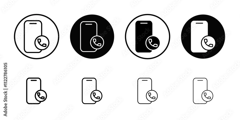 Poster Mobile Phone call icon Outline vector for web ui