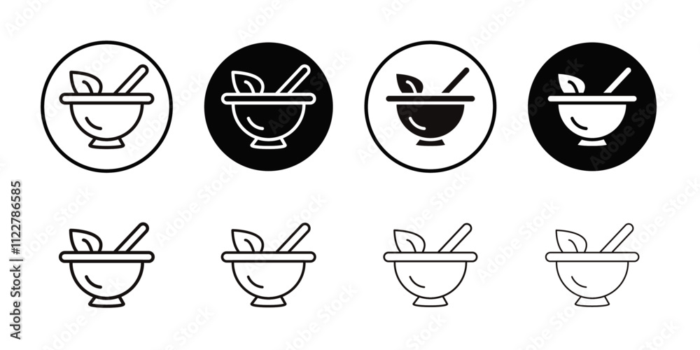 Aufkleber pestle and mortar icon outline vector for web ui