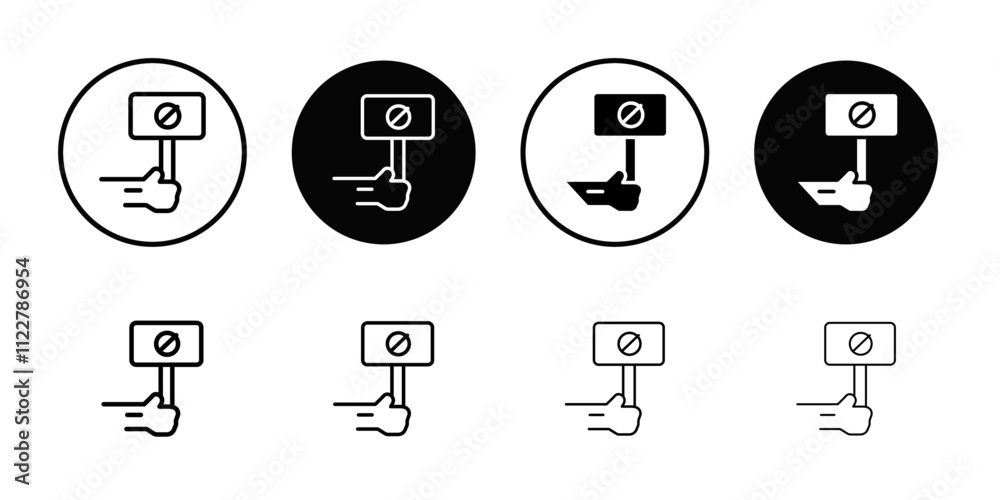 Aufkleber Protest banner in hand icon Outline vector for web ui