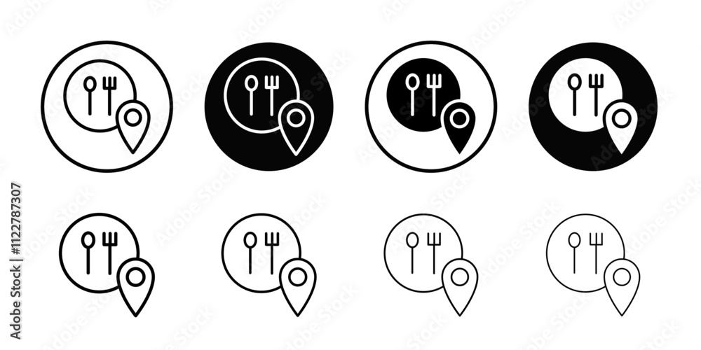Poster Restaurant location pin icon Outline vector for web ui