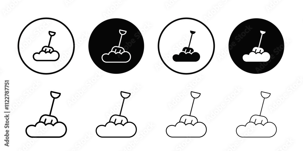 Poster snow and shovel icon outline vector for web ui