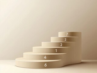 Obraz premium Abstract Minimalist Beige Curved Steps Platform Mockup