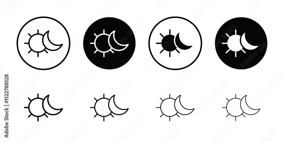 Aufkleber Sun and moon icon Outline vector for web ui