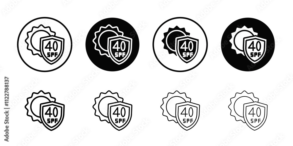 Aufkleber sun protection factor 40 icon outline vector for web ui