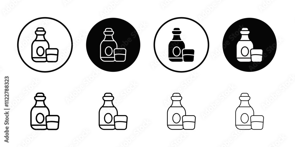 Aufkleber tequila bottle and glass icon outline vector for web ui