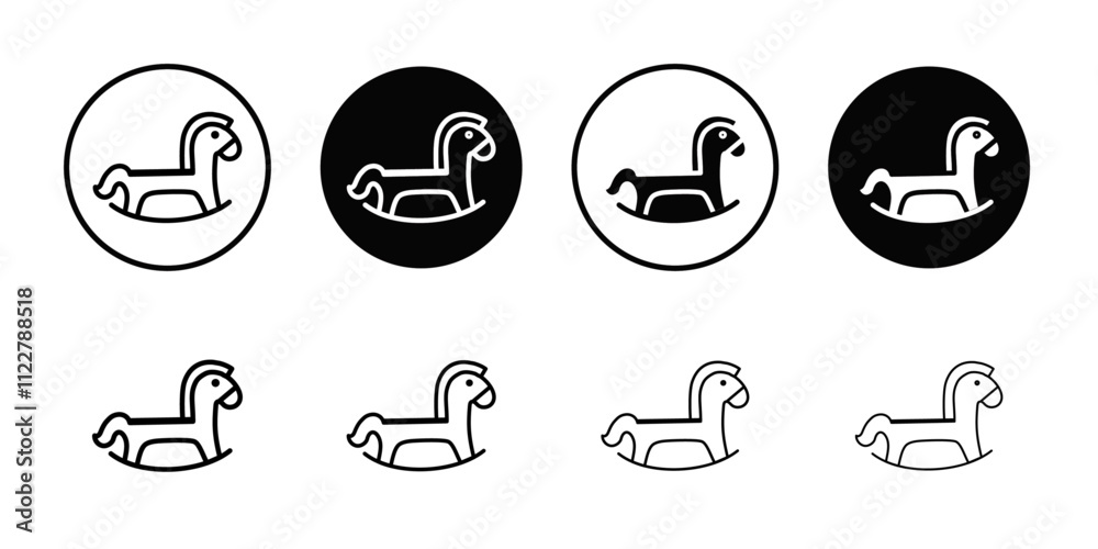 Poster toy horse rocking chair icon outline vector for web ui