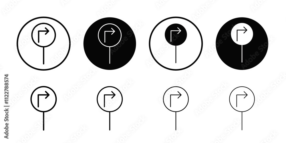 Poster Turn to the Right Icon Outline vector for web ui