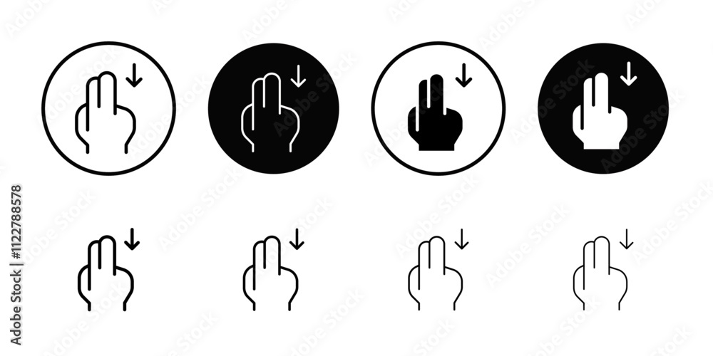 Poster two fingers swipe right icon Outline vector for web ui