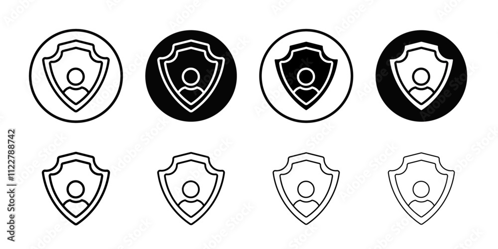 Poster User protection shield icon Outline vector for web ui