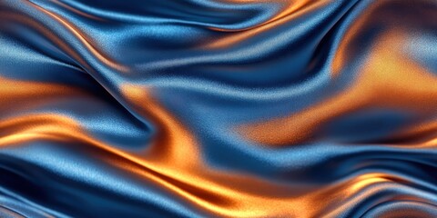 Obraz premium Luxurious seamless satin pattern in rich blue and orange tones for textile design