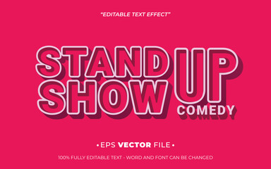 Obraz premium Stand Up Show Comedy 3d text effect editable vector