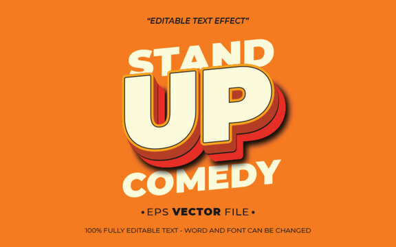 Naklejki Stand Up Comedy 3d text effect editable vector