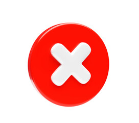 Obraz premium Cross mark Icon on Red bubble symbol element 3d illustration