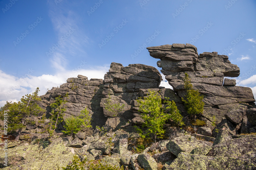 Wall mural Weathering rocks on Mount Zelenaya. Sheregesh, Russia