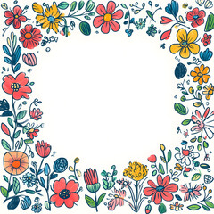 Creative 2D Doodle Floral Illustrations Text Space for Versatile Designs, Greeting Cards, Invitations