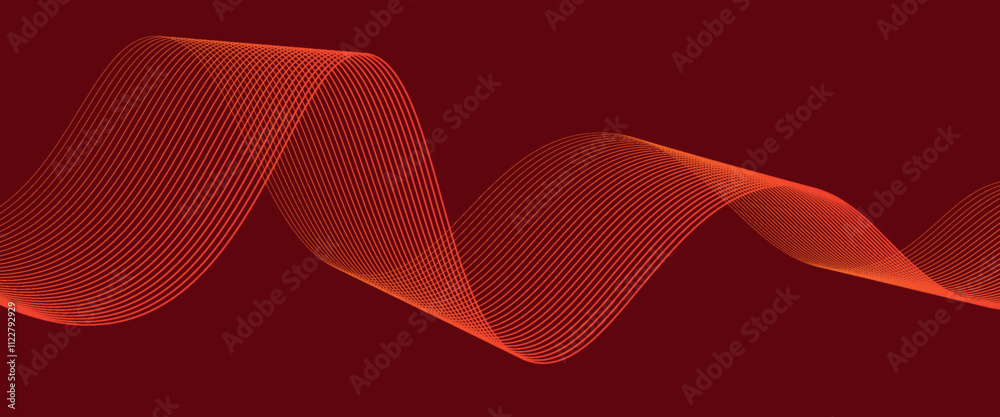 Poster vector red line background curve element with white space for text and message design, overlapping l