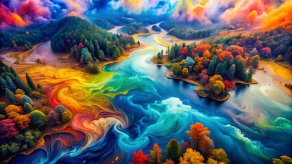 Fototapeta premium Captivating Drone Photography Showcasing Vibrant Background Abstraction in Oil Painting for Artistic Inspiration and Creative Projects