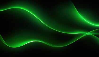 Obraz premium Deep neon green background with light waves black background. An abstract wave background with pulsating neon lines in shades of green and yellow, evoking a sense of energy and movement. 898