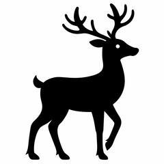  Vector reindeer silhouette black illustration
