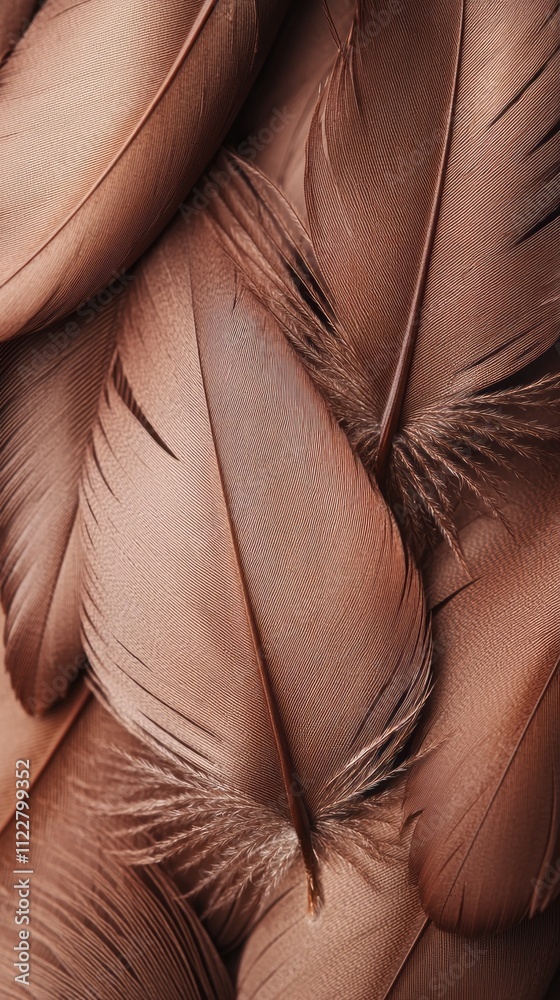 Poster soft mocha feathers display intricate textures, inviting inspiration for modern decor and fashion st