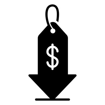 Low price icon with price tag and arrow sign