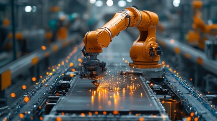 Fototapeta premium High Definition Close-Up of Car Assembly Robot