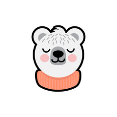 Polar bear icon with face for wildlife or Arctic representation