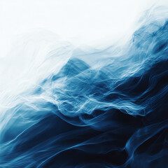 Fototapeta premium Abstract blue smoke wave pattern in motion, representing tranquility and fluidity.