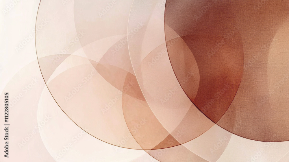Poster layers of mocha pastel tones intertwine in soft circles, showcasing a tranquil yet vibrant display o