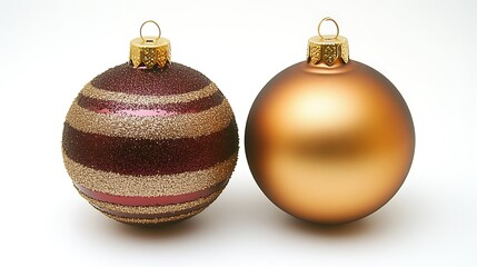 Two Elegant Christmas Ornaments Displayed Against White Background