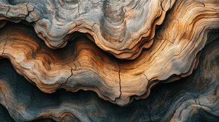 Obraz premium Abstract close-up of textured wood with intricate patterns and warm colors.