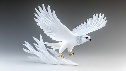 Fototapeta premium White eagle, flying bird, wings spread, wildlife illustration, 3D rendering