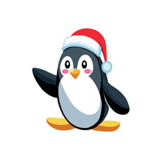 Fototapeta premium penguin with christmas hat