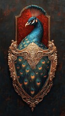 Fototapeta premium Regal Peacock in Ornate Gilded Frame