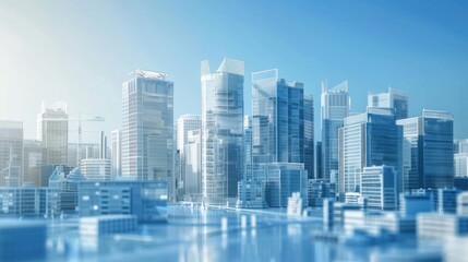 Obraz premium 3D rendering Smart building construction concept design for urban city illustration. AI generated 