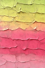 Obraz premium Abstract textured painting with gradient colors from yellow to pink.