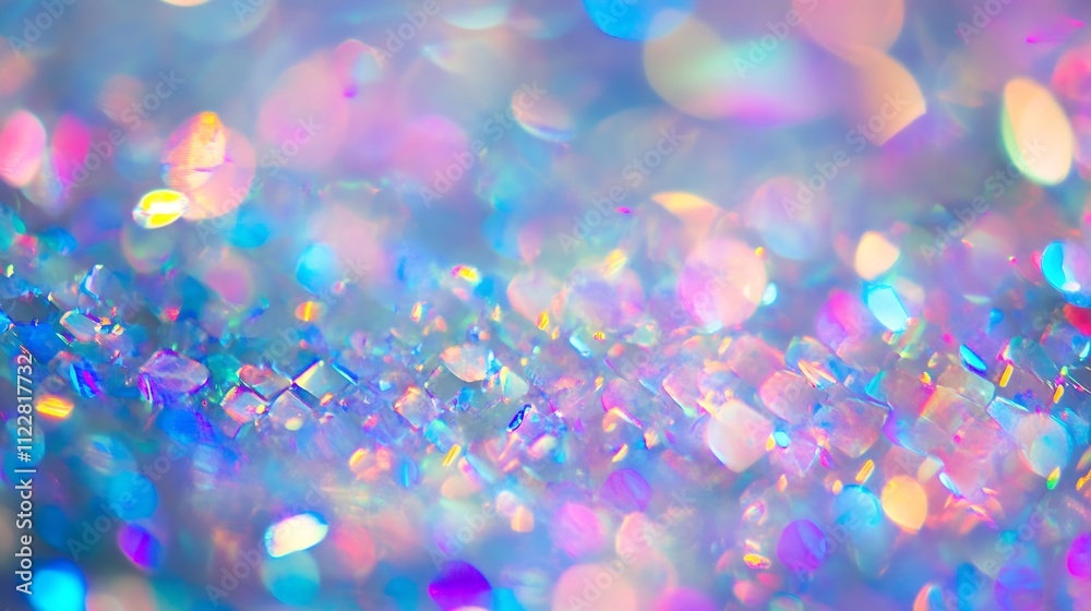 Poster glowing prismatic crystal clusters in soft pastel colors : generative ai