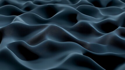 Obraz premium A dark, undulating surface resembling waves, showcasing smooth contours and a fluid-like texture, evoking a sense of depth and movement.