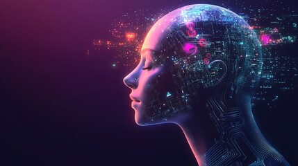 Obraz premium AI-Focused Design: Futuristic Visualization of Artificial Intelligence