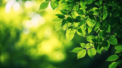 Lush Green Leaves Backlit by Sunlight Creating a Vibrant Natural Oasis : Generative AI
