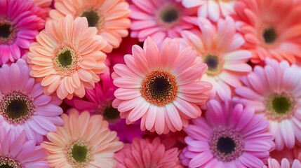 CloseUp of Multicolored Gerbera Daisies Creating a Vibrant Floral Arrangement : Generative AI