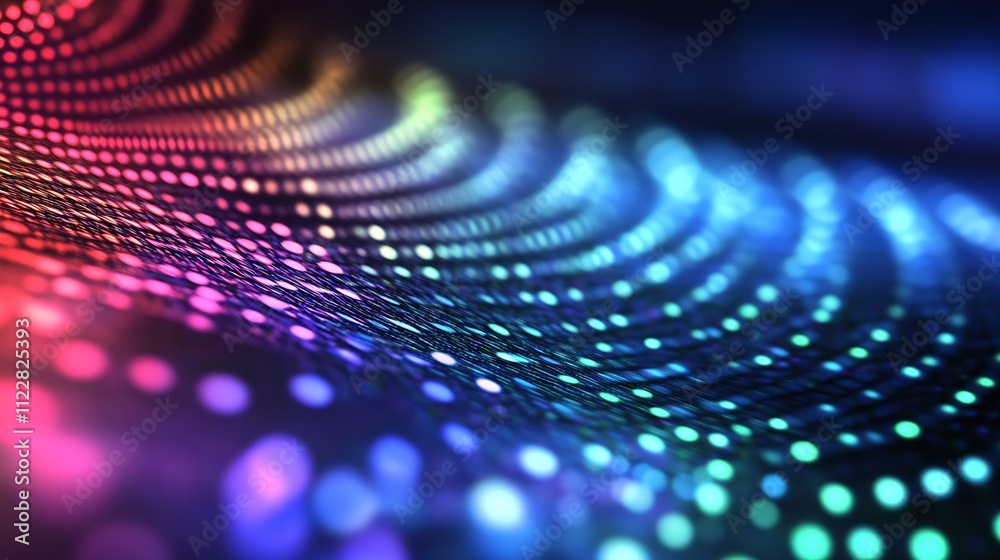 Fototapete abstract colorful dotted wave motion with vibrant lights and patterns : generative ai