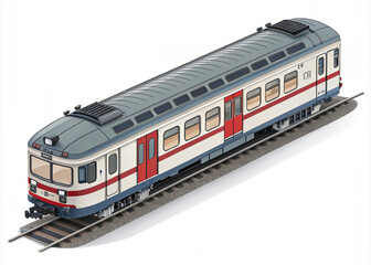 Fototapeta premium Modern Passenger Train on Tracks Illustration 