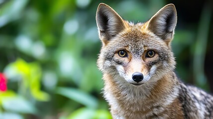 Fototapeta premium Portrait of a Cape Fox in Lush Greenery Perfect for Nature Enthusiasts and Wildlife Photography Collections : Generative AI