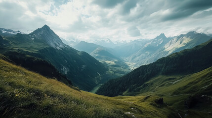 Obraz premium A view from a toilet looking out at an Alpine landscape.